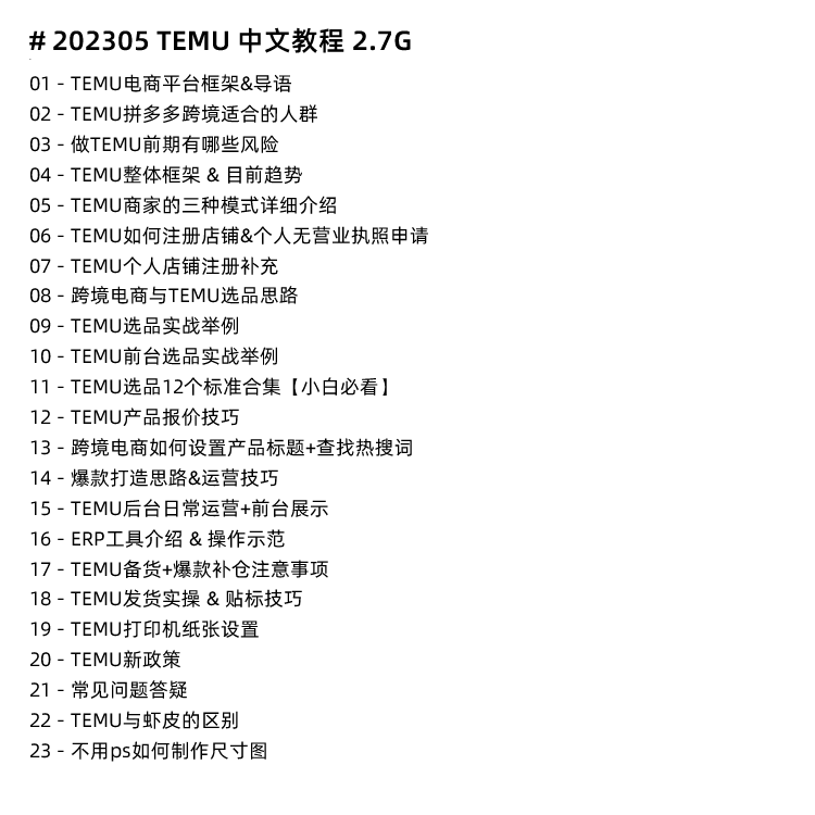 图片[18]-拼多多海外版Temu跨境新手入门电商课程，Temu运营培训视频教程-秦汉网创